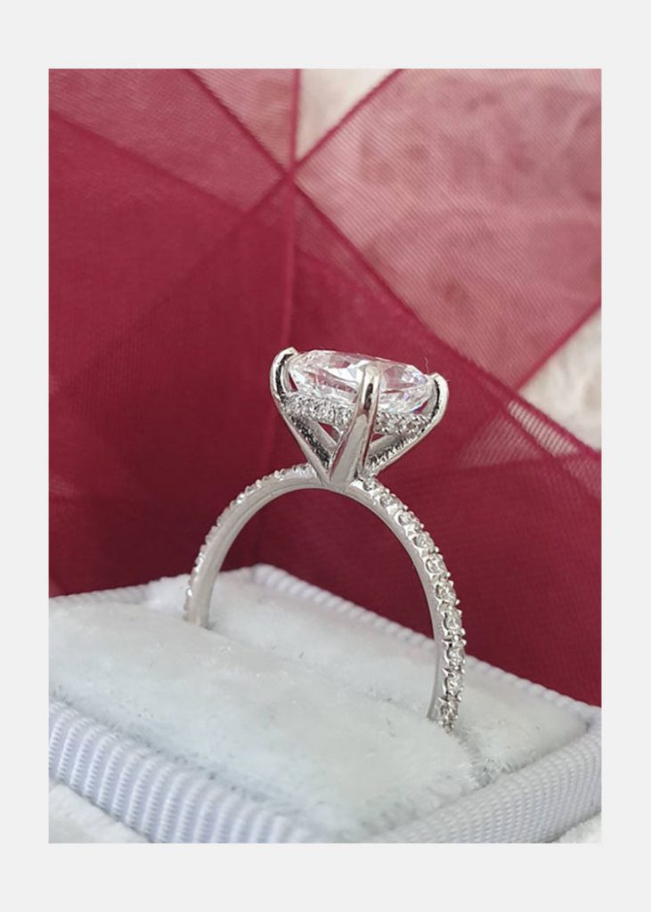 2.0ct Cushion Cut Moissanite Diamond 14K Gold Engagement Ring