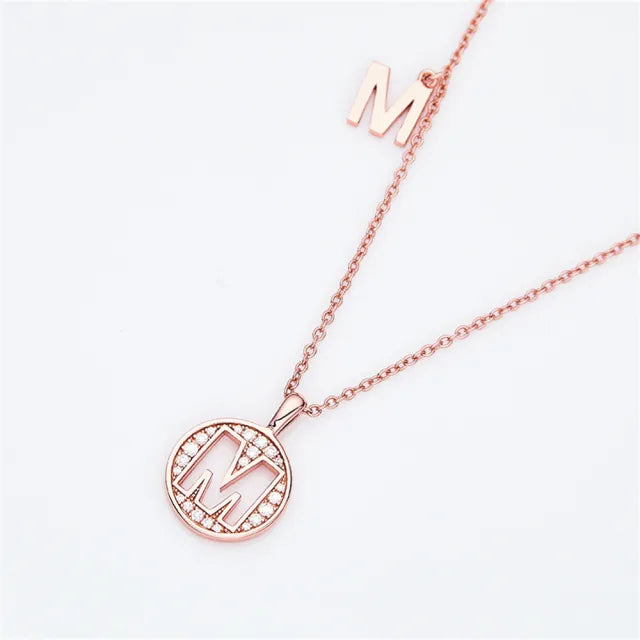 \ M \" Letter Moissanite Diamond Necklace for Women"
