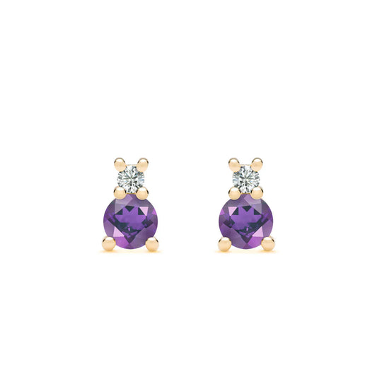 0.80TCW Round Amethyst Moissanite February Birthstone Stud Earrings