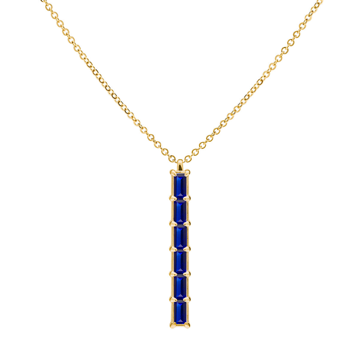 0.84TCW Baguette Cut Sapphire Moissanite September Birthstone Necklace