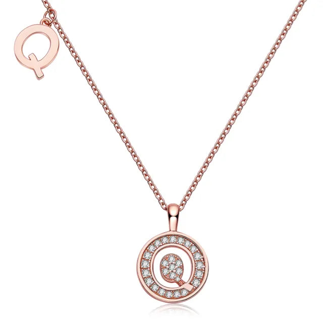 \ Q \" Letter Moissanite Diamond Necklace for Women"