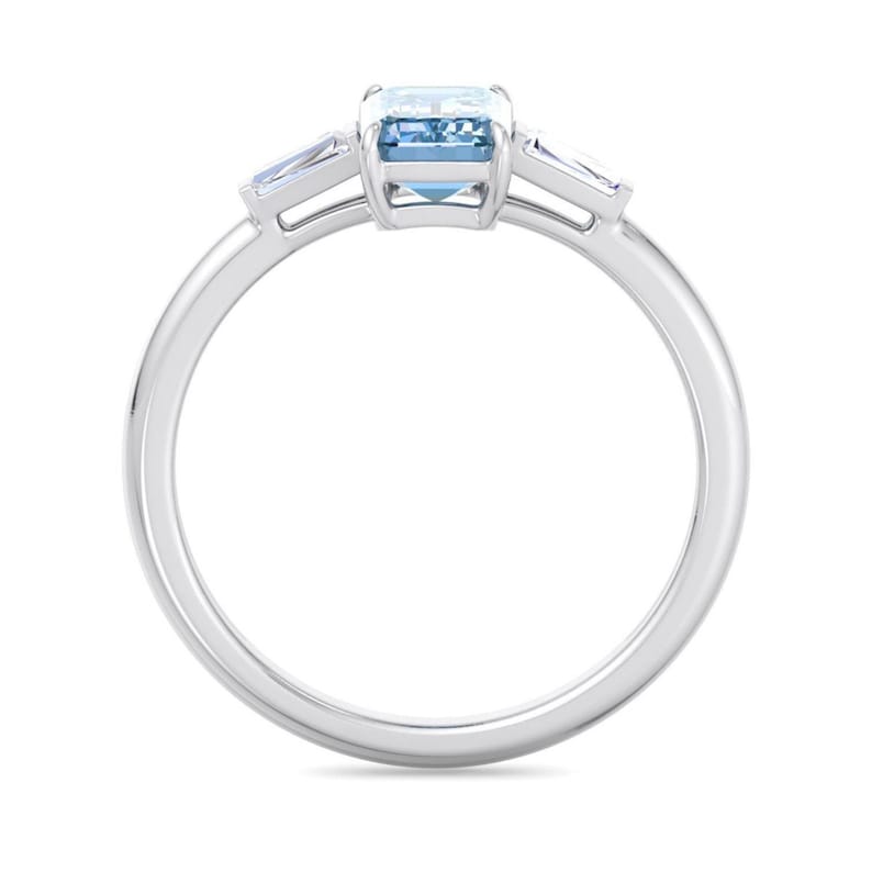 Three Stone Emerald Cut Diamond Moissanite Engagement Ring
