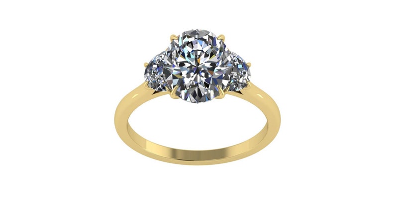 Oval Diamond Three Stone Moissanite Engagement Ring