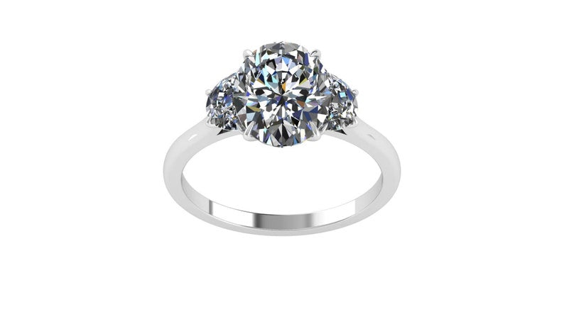 Oval Diamond Three Stone Moissanite Engagement Ring