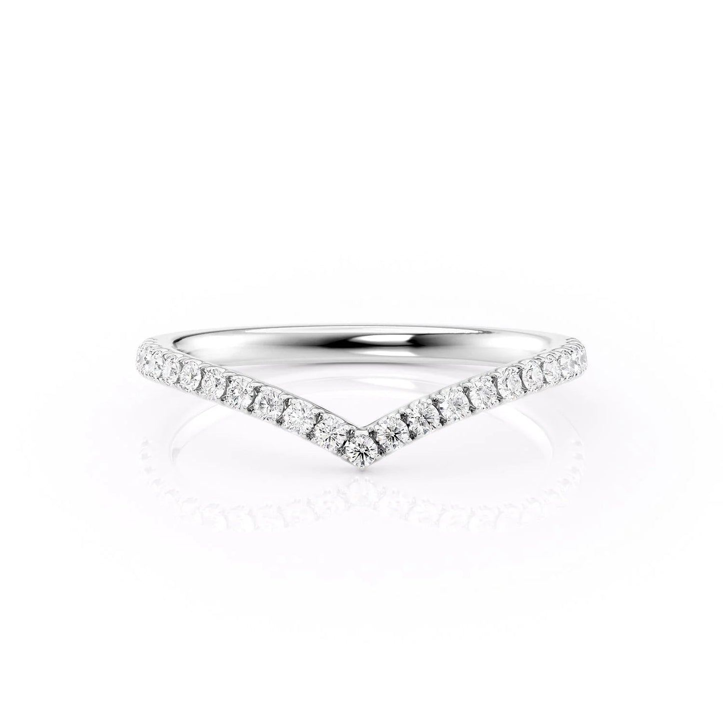 0.18 TCW Round Moissanite Curved Wedding Band