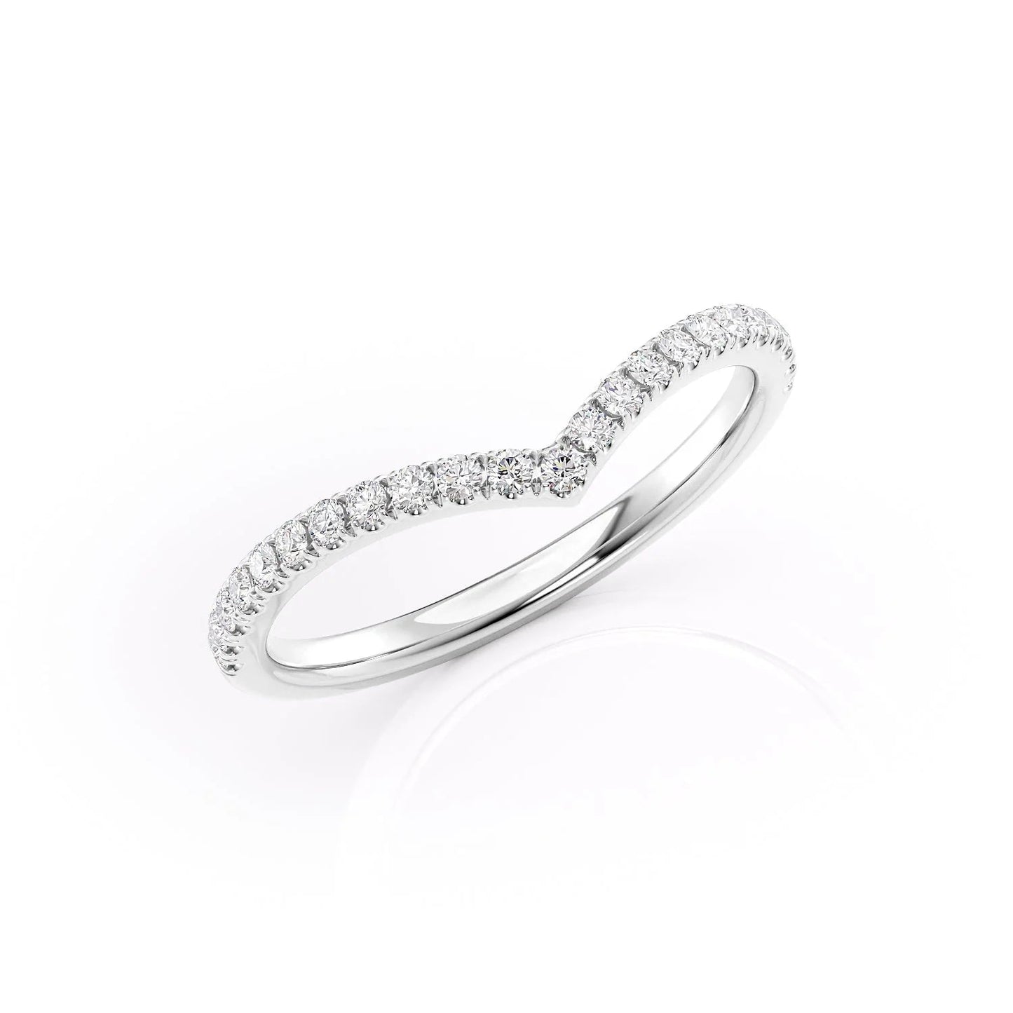 0.18 TCW Round Moissanite Curved Wedding Band