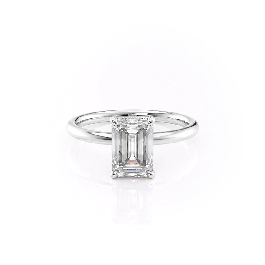 3.0 CT Emerald Moissanite Hidden Halo Engagement Ring