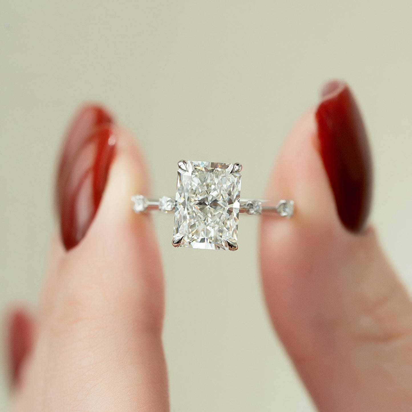 3.50 CT Radiant Moissanite Dainty Engagement Ring