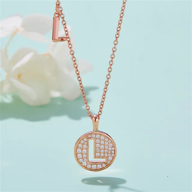 \ L \" Letter Moissanite Diamond Necklace for Women"