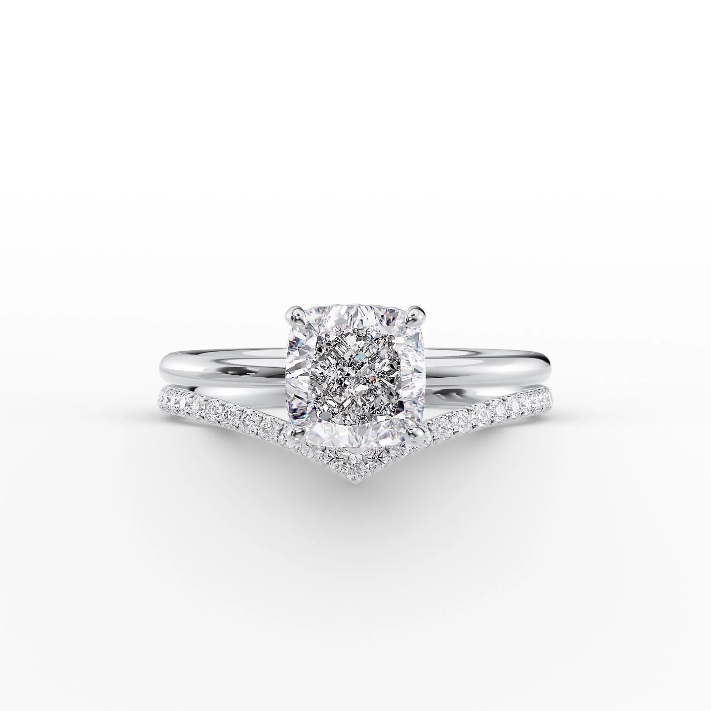 2.0 CT Cushion Moissanite Hidden Halo Engagement Ring