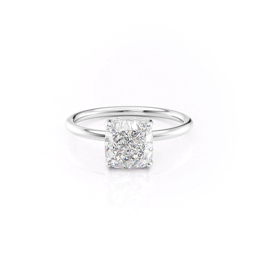 2.0 CT Cushion Moissanite Hidden Halo Engagement Ring