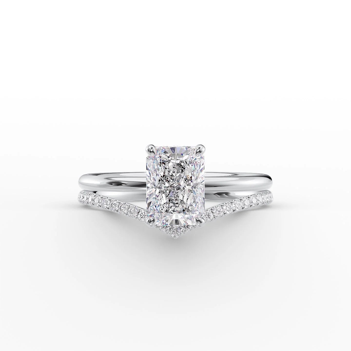 2.0 CT Radiant Moissanite Hidden Halo Engagement Ring