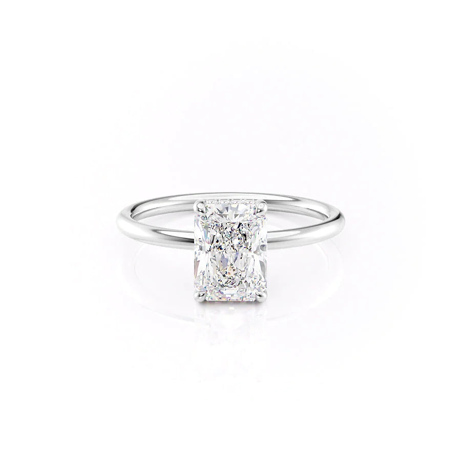 2.0 CT Radiant Moissanite Hidden Halo Engagement Ring