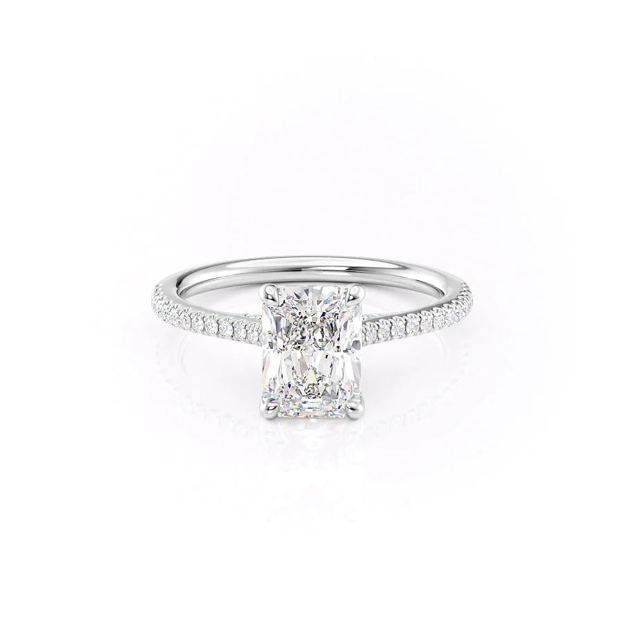 1.50 CT Radiant Moissanite Pave Setting Engagement Ring