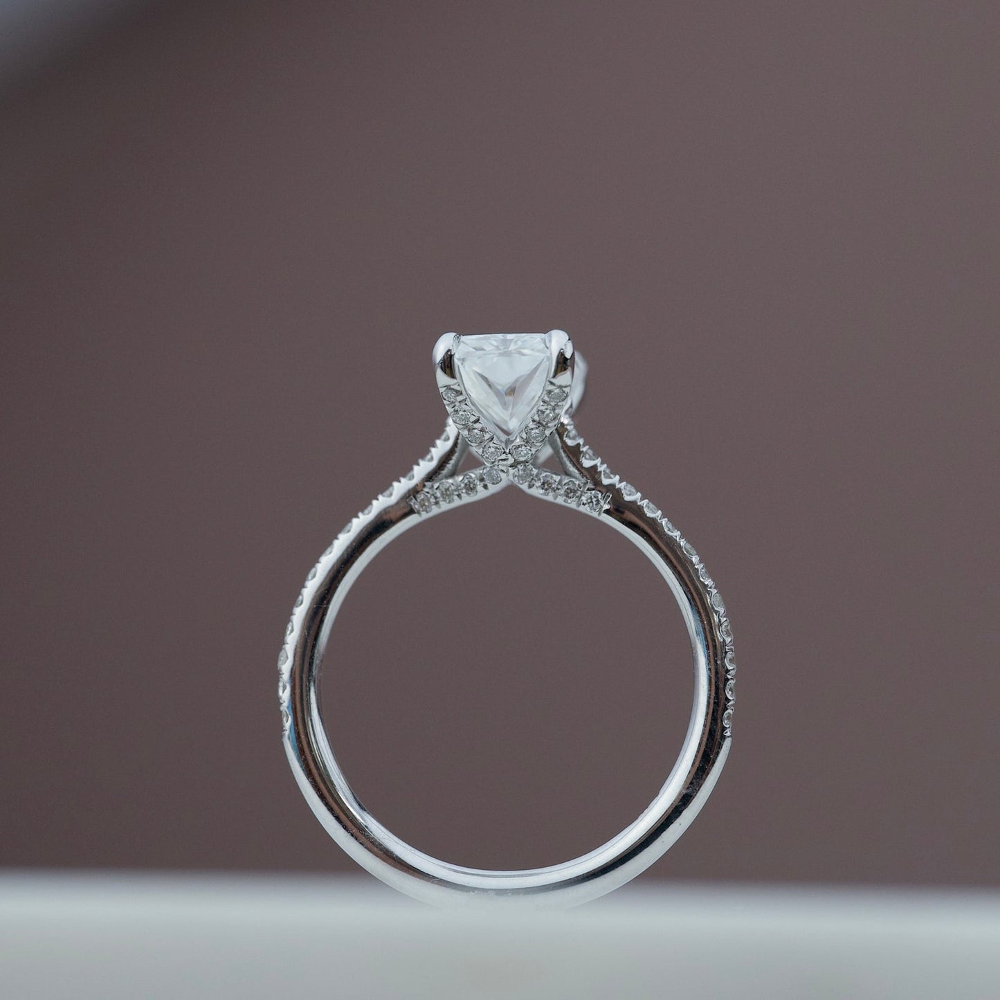1.50 CT Radiant Moissanite Pave Setting Engagement Ring