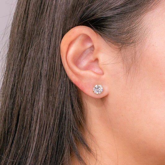 3.45 TCW Round Moissanite Solitaire Stud Earrings