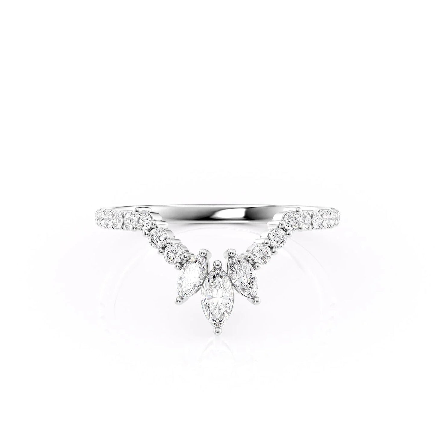 0.40 TCW Marquise & Round Moissanite Curved Wedding Band