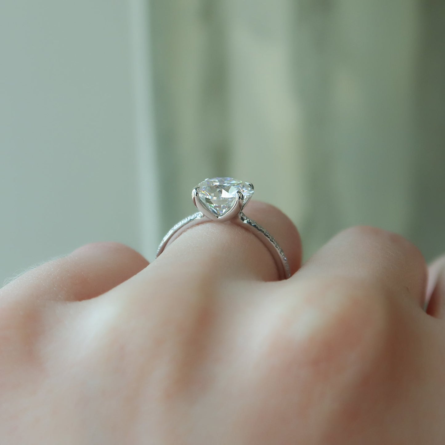 2.50 CT Round Moissanite Pave Setting Engagement Ring