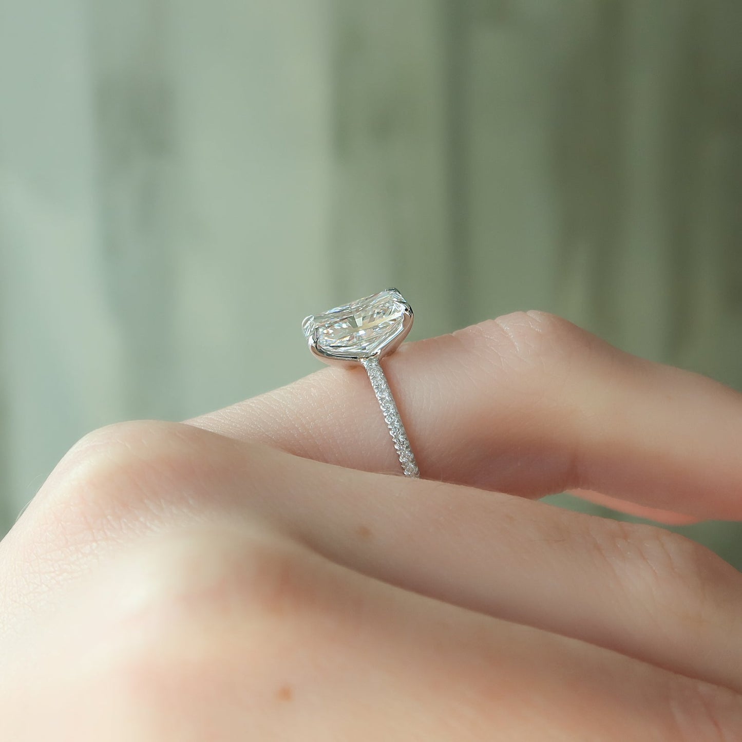 4.0 CT Radiant Moissanite Pave Setting Engagement Ring