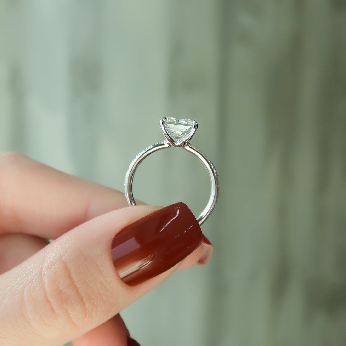 4.0 CT Radiant Moissanite Pave Setting Engagement Ring