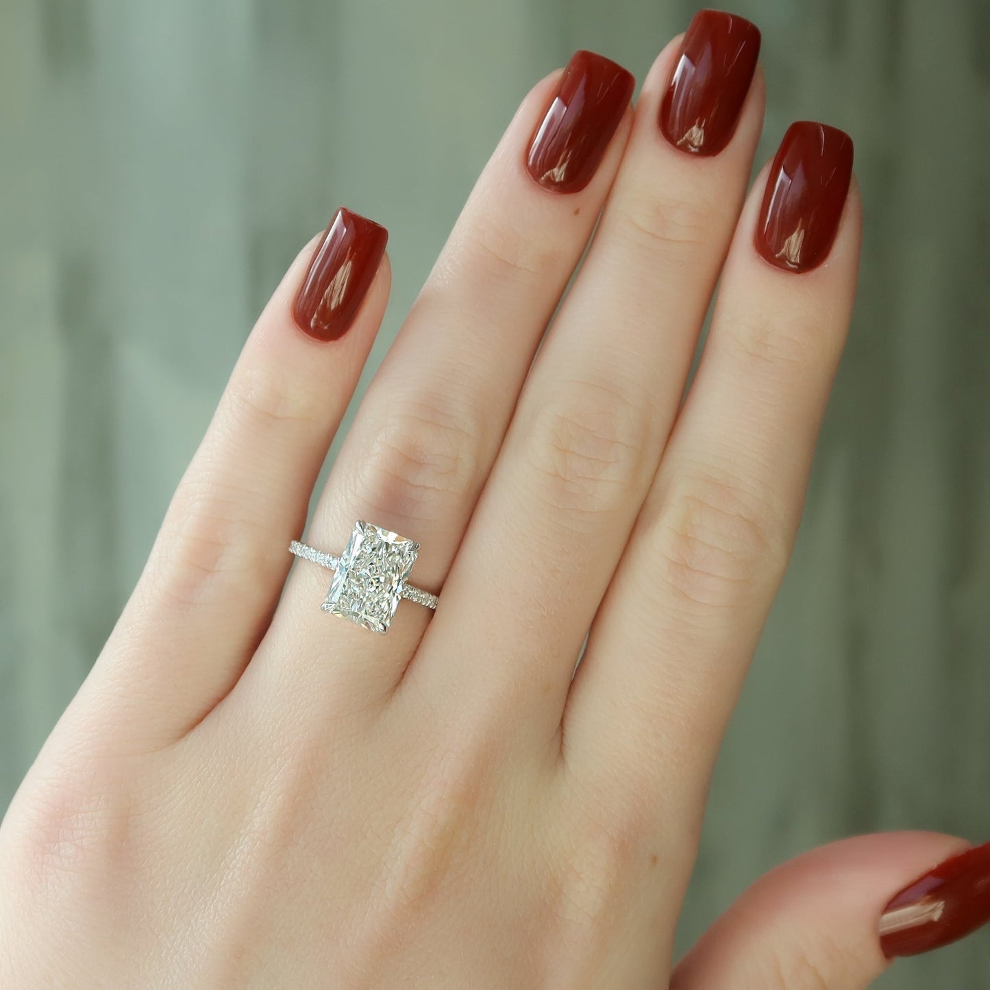 4.0 CT Radiant Moissanite Pave Setting Engagement Ring