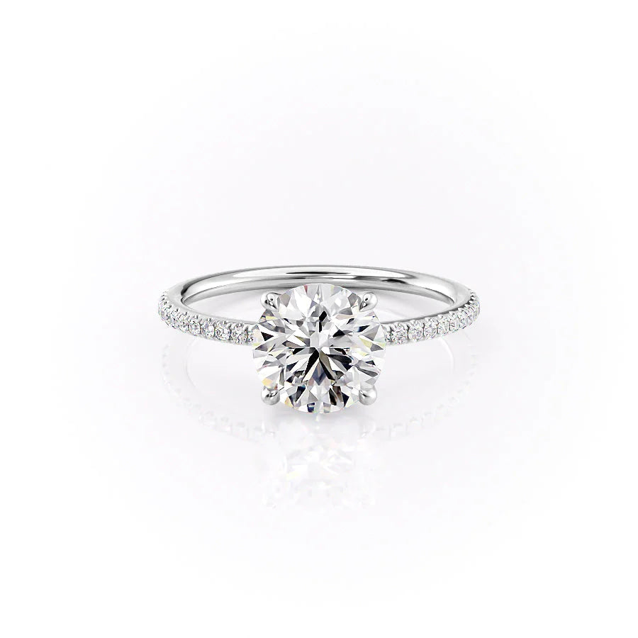 2.50 CT Round Moissanite Pave Setting Engagement Ring
