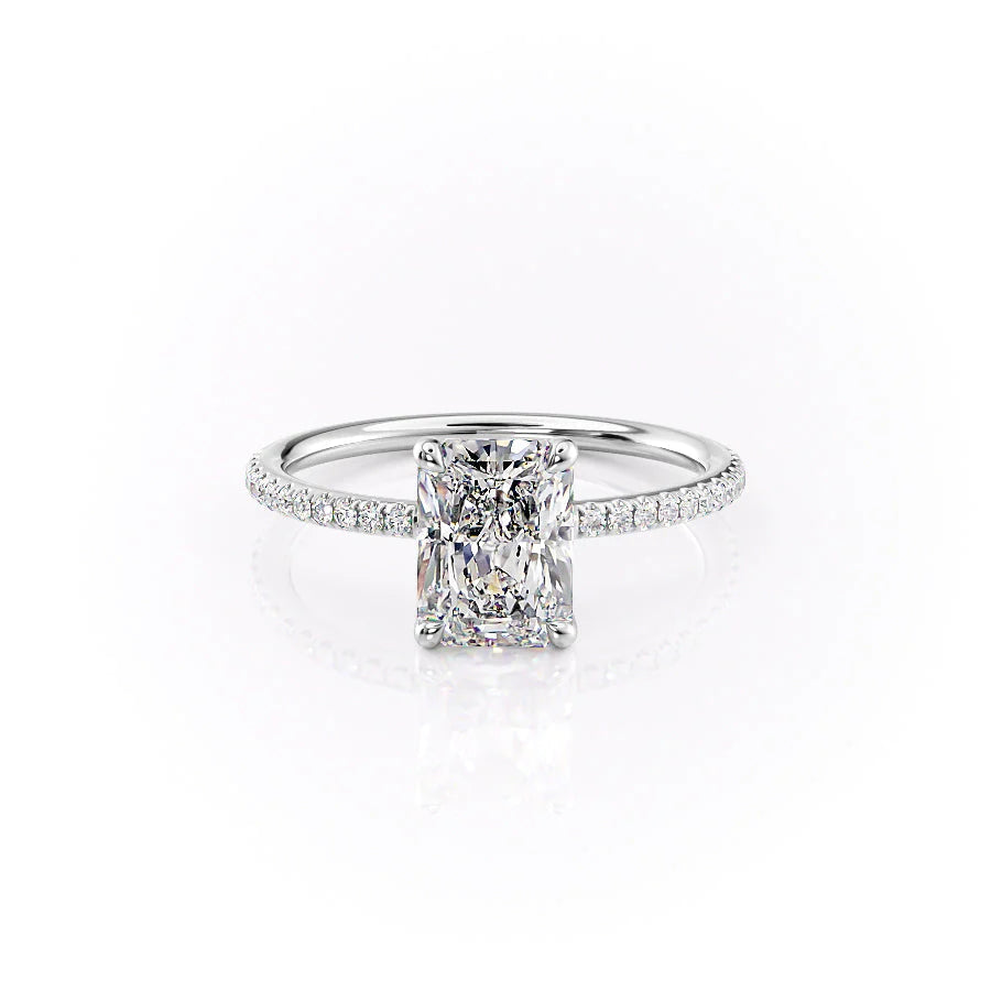 4.0 CT Radiant Moissanite Pave Setting Engagement Ring