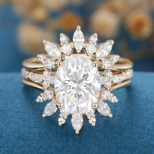 2.72 CT Oval Shaped Moissanite Pave Setting Bridal Set