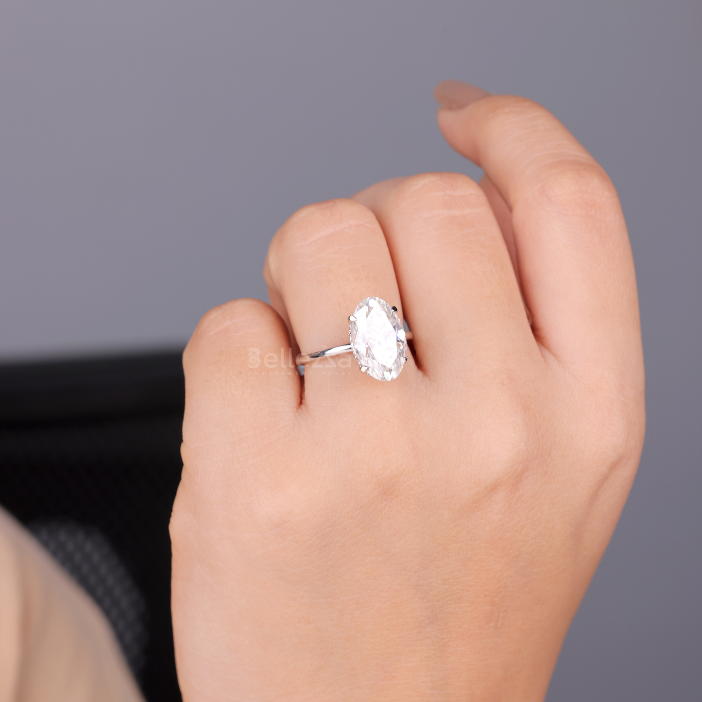 5.50CT Oval Cut Moissanite Hidden Halo Engagement Ring - Ready to ship