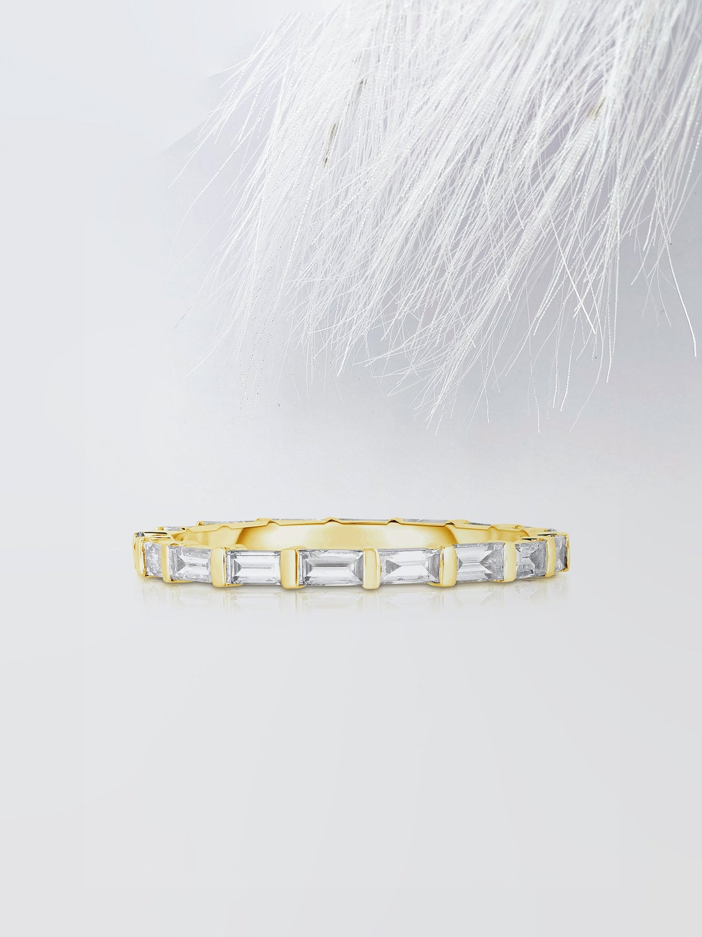 Baguette Cut Bar Eternity Diamond Wedding Band For Women
