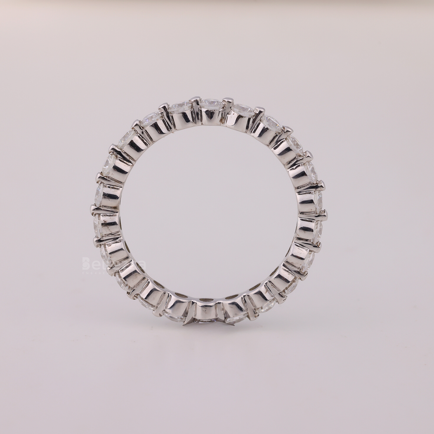 Round Brilliant Bubble Prong Moissanite Wedding Band - Ready to Ship