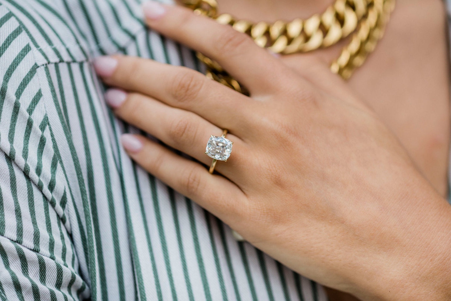 4.65CT Cushion Cut Solitaire Moissanite Diamond Engagement Ring