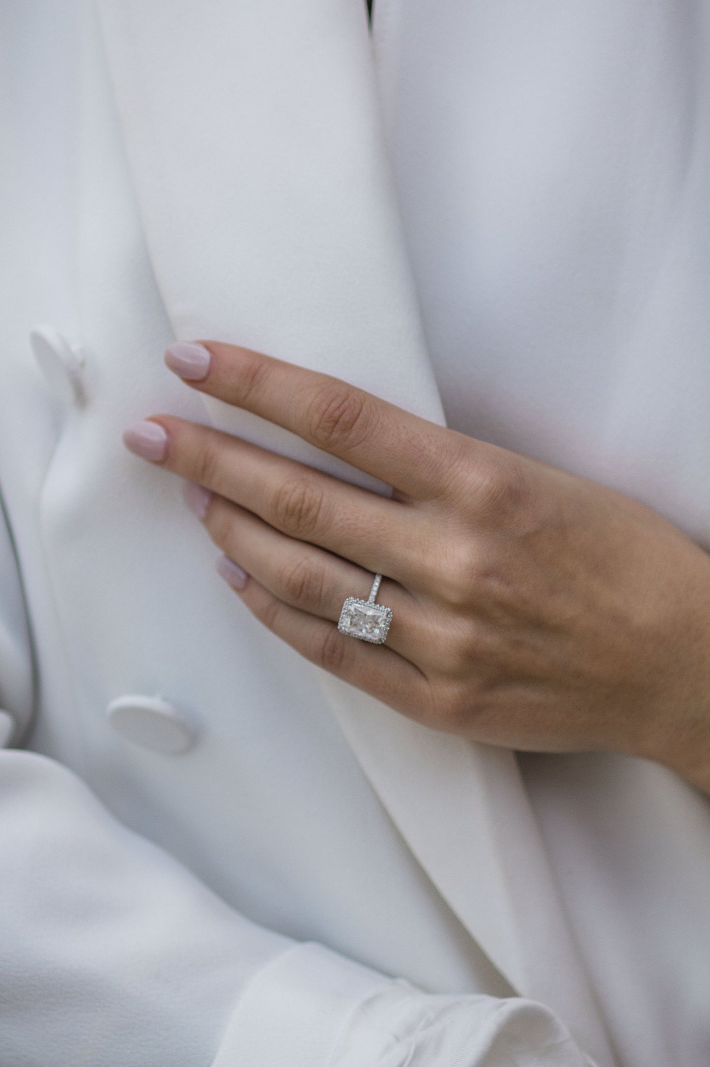 3.50CT Radiant Cut Unique Halo Diamond Moissanite Engagement Ring