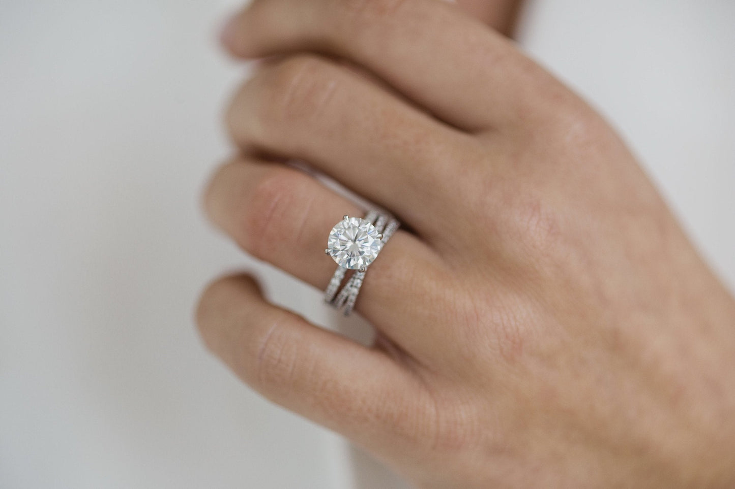 2.50CT Round Cut Hidden Halo Moissanite Diamond Engagement Ring