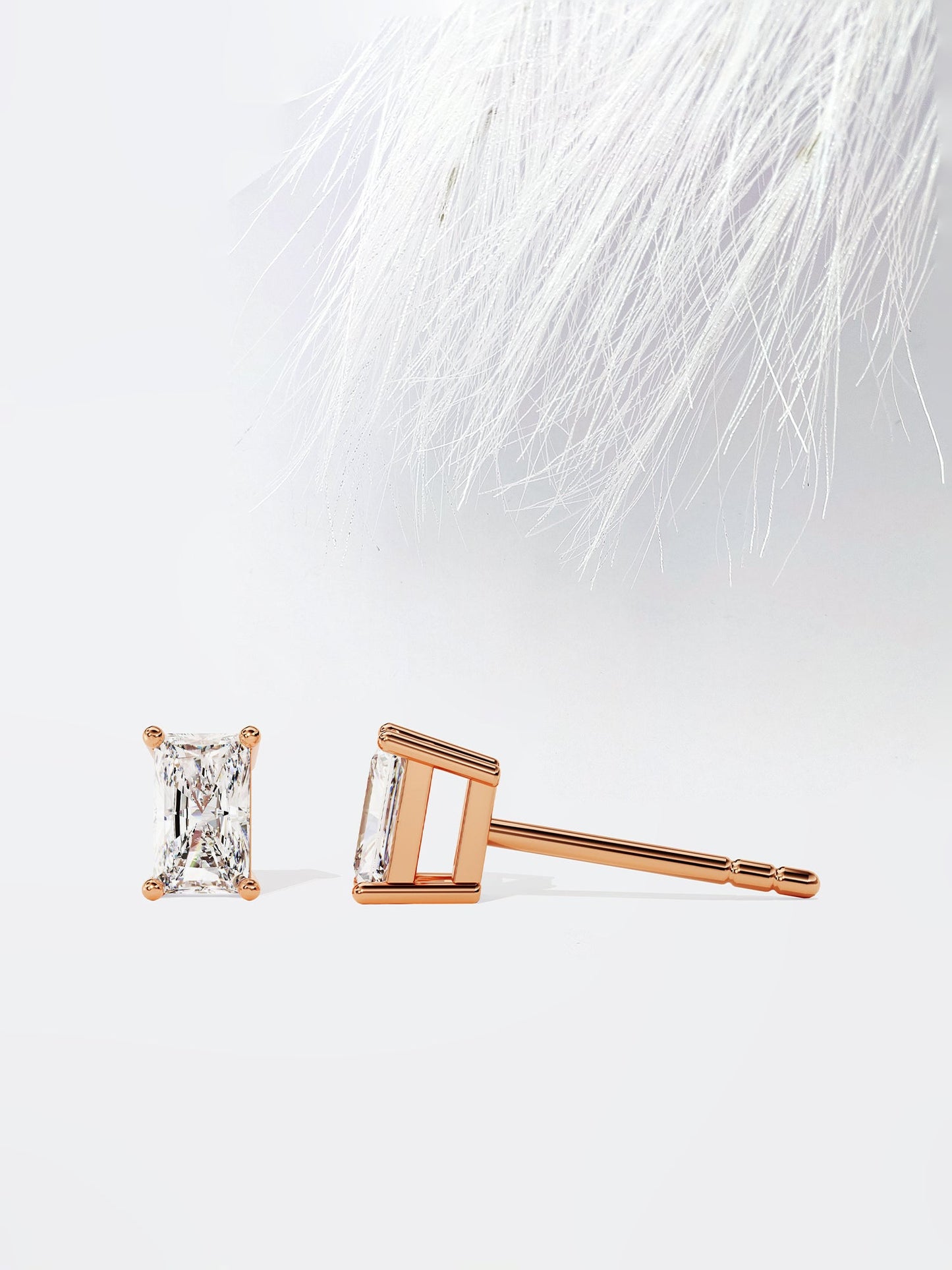 Radiant Cut Solitaire Moissanite Stud Diamond Earrings For Women