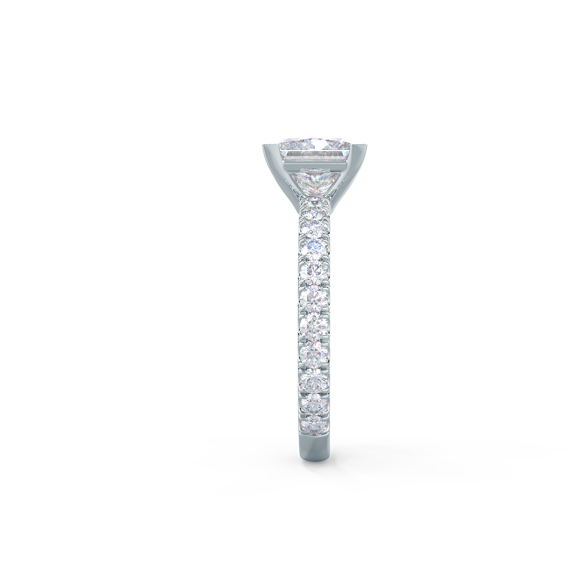 2.0CT Princess Cut Moissanite Petite Pave Diamond Engagement Ring