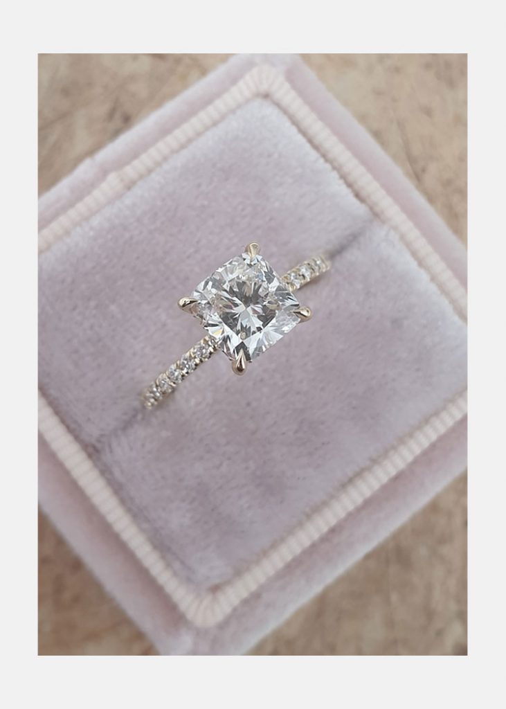 2.0ct Cushion Cut Moissanite Diamond 14K Gold Engagement Ring