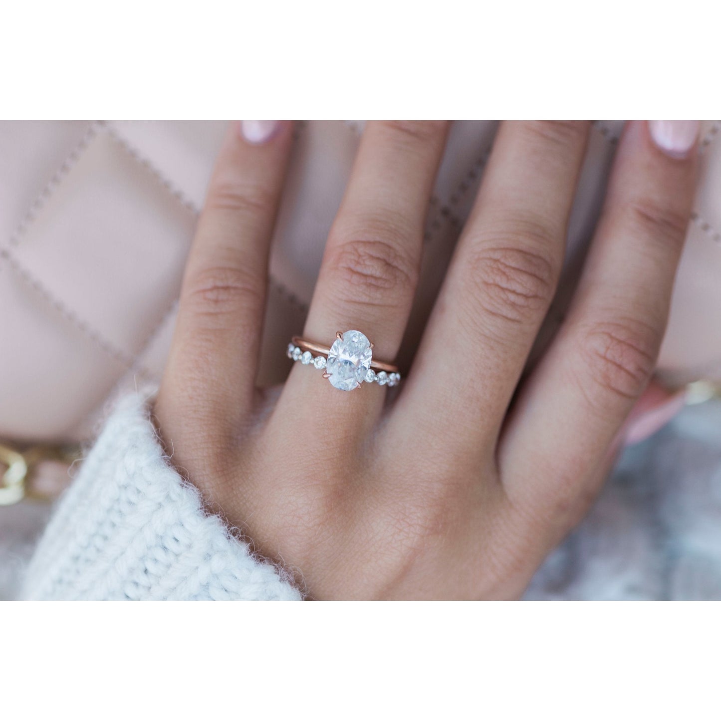 2.7 CT Oval cut Four Prong Moissanite Engagement Ring