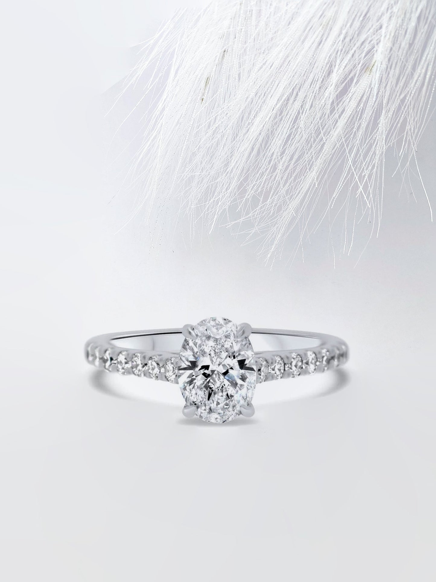2.0CT Oval Cut Pave Moissanite Diamond Engagement Ring in Yellow Gold