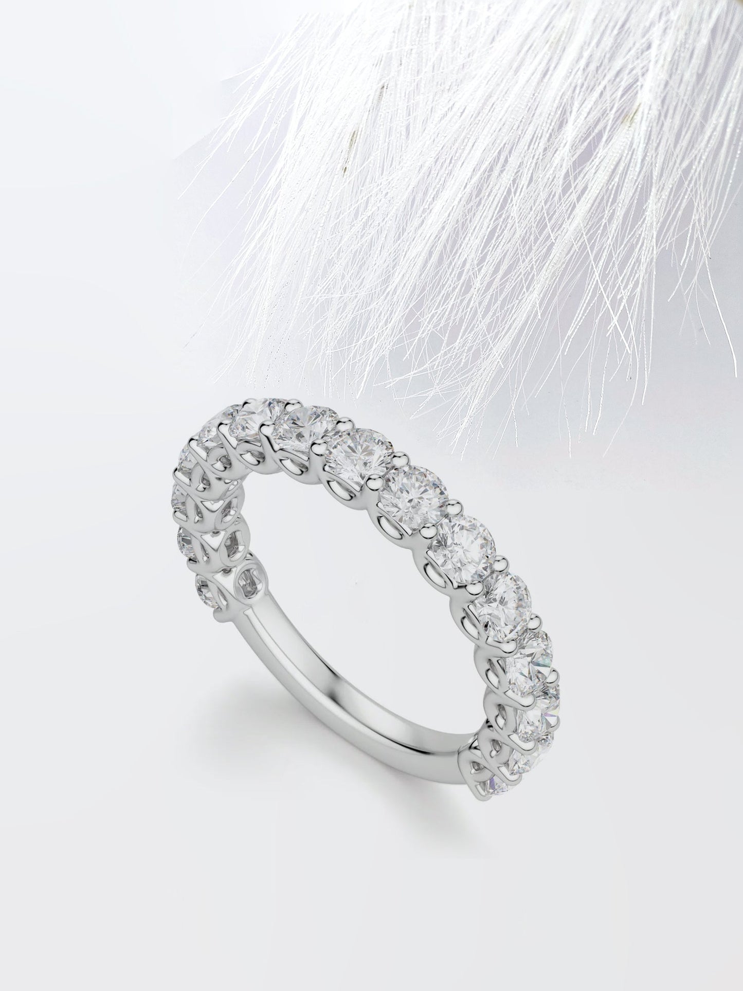 Round Cut Semi Eternity (3\\4) Diamond Wedding Band For Women