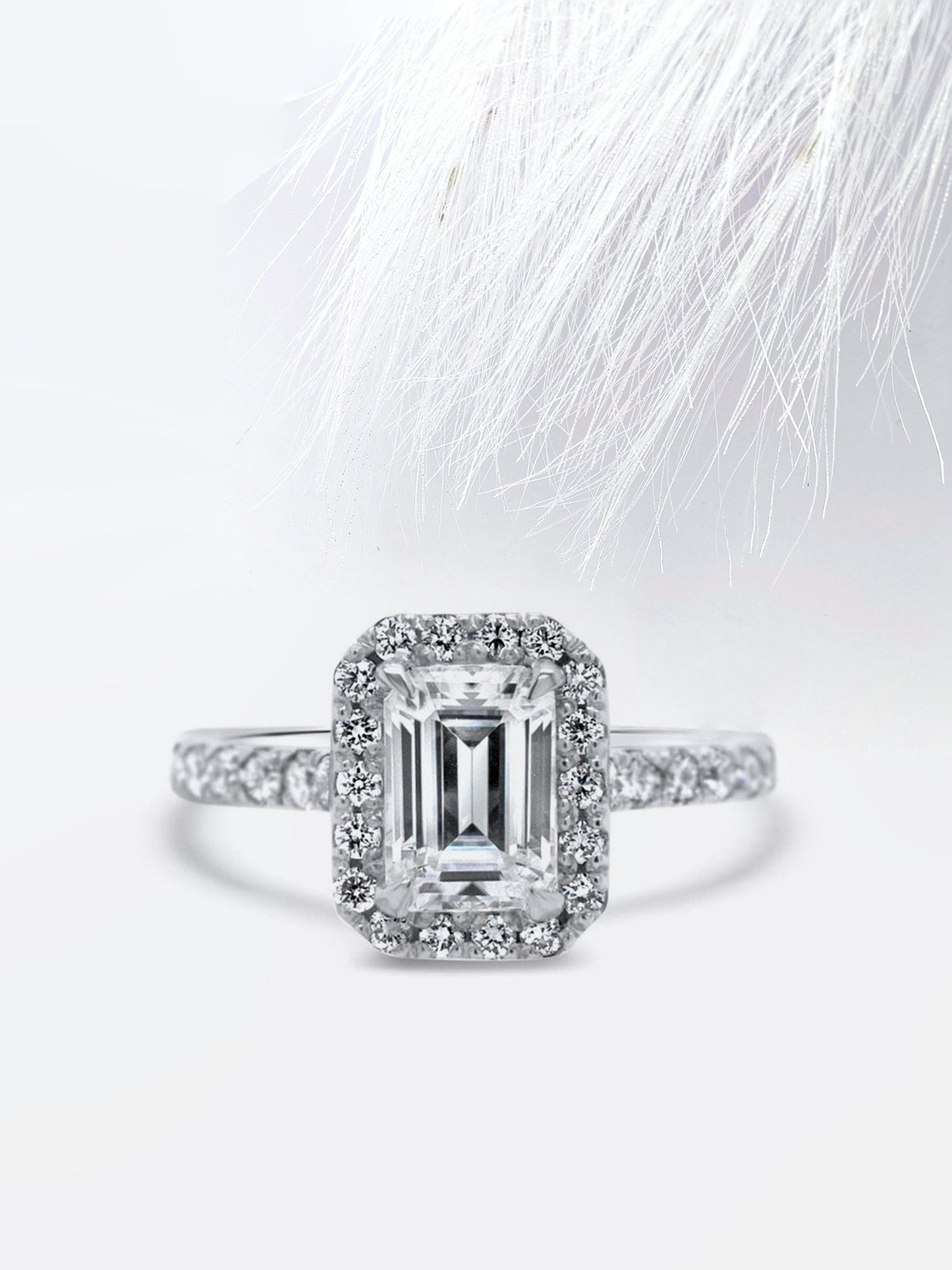 2.0CT Emerald Cut Halo Moissanite Diamond Engagement Ring For Her