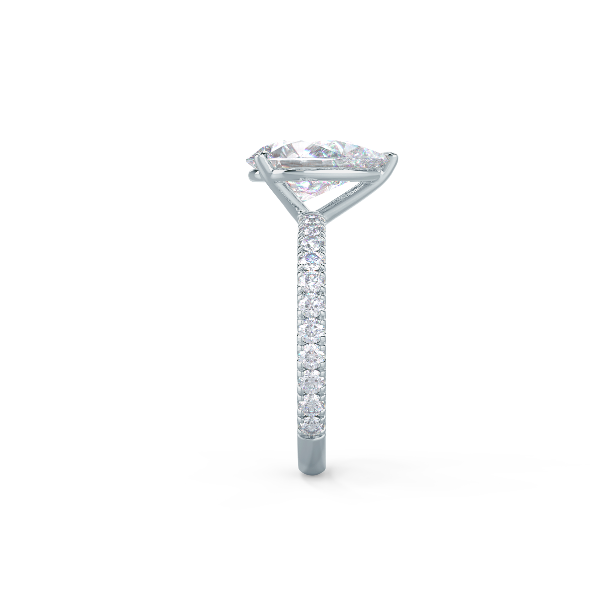 2.25CT Pear Cut Moissanite Petite Pave Diamond Engagement Ring