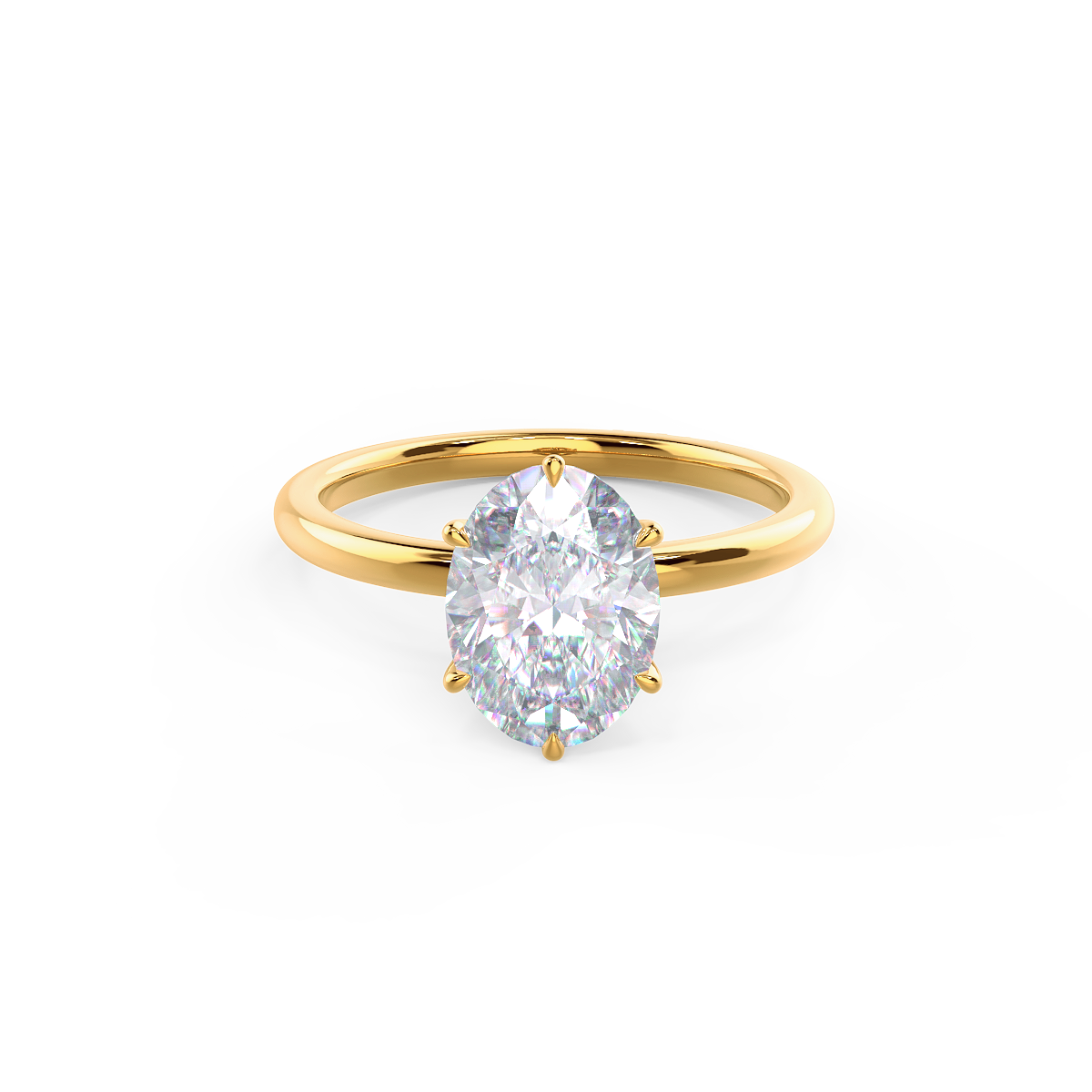 1.50ct Oval Cut 6 Prong Solitaire Moissanite Engagement Ring