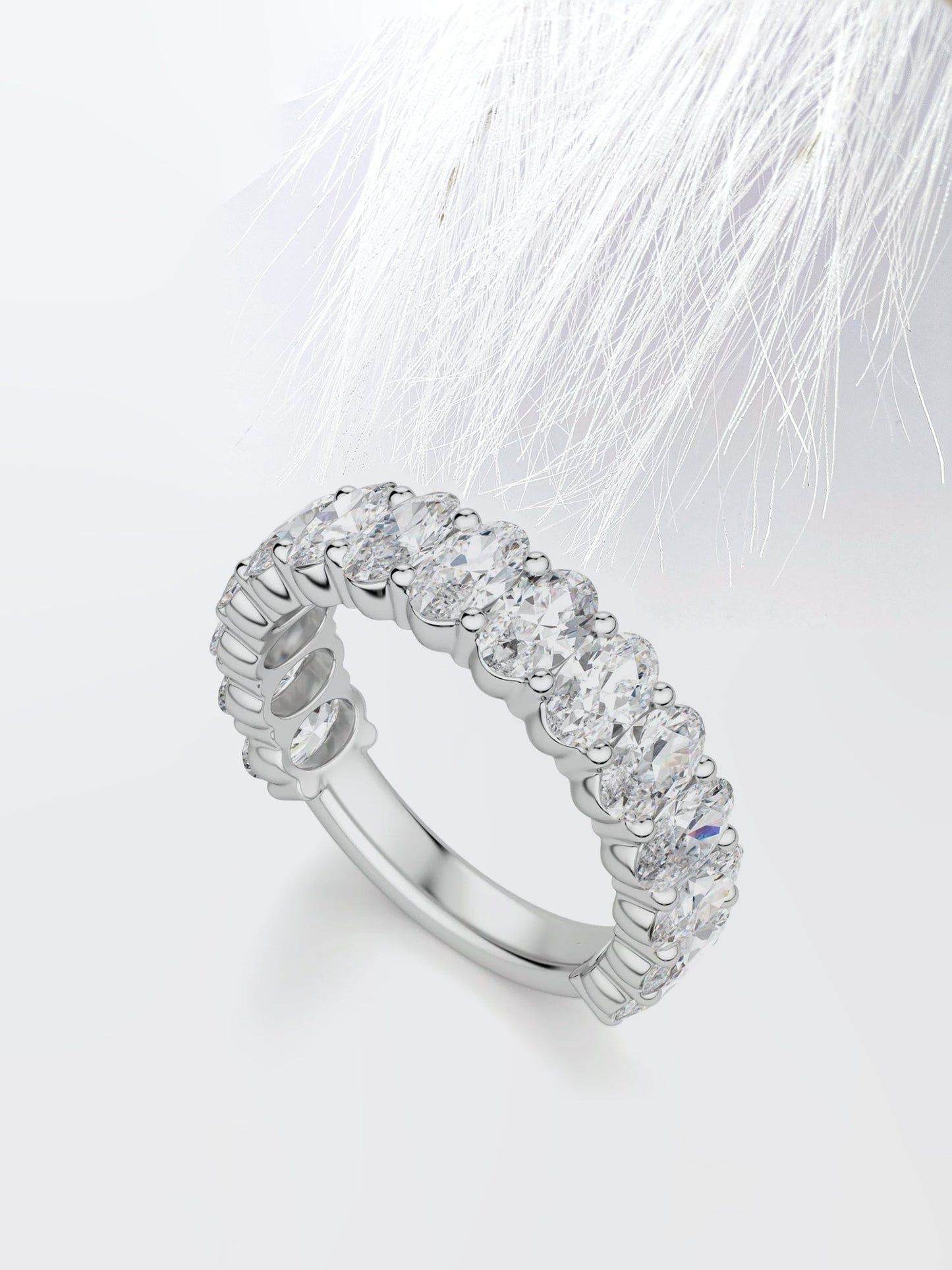 Oval Cut 3/4 Eternity Diamond Wedding Band For Her