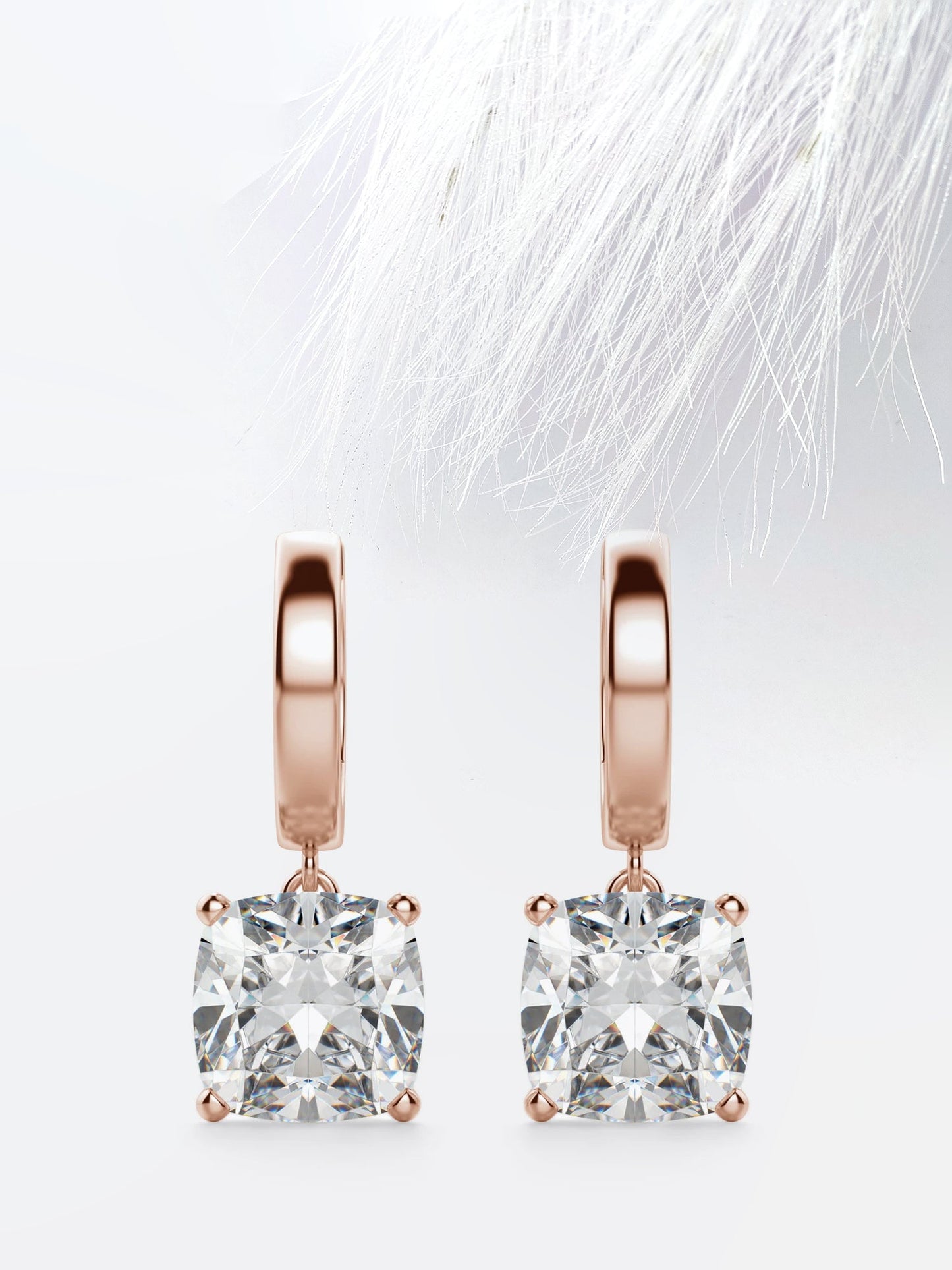 2.06CT Cushion Cut Drop Moissanite Diamond Earrings For Women