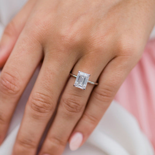 2.60CT Emerald Cut Moissanite Solitaire Engagement Ring