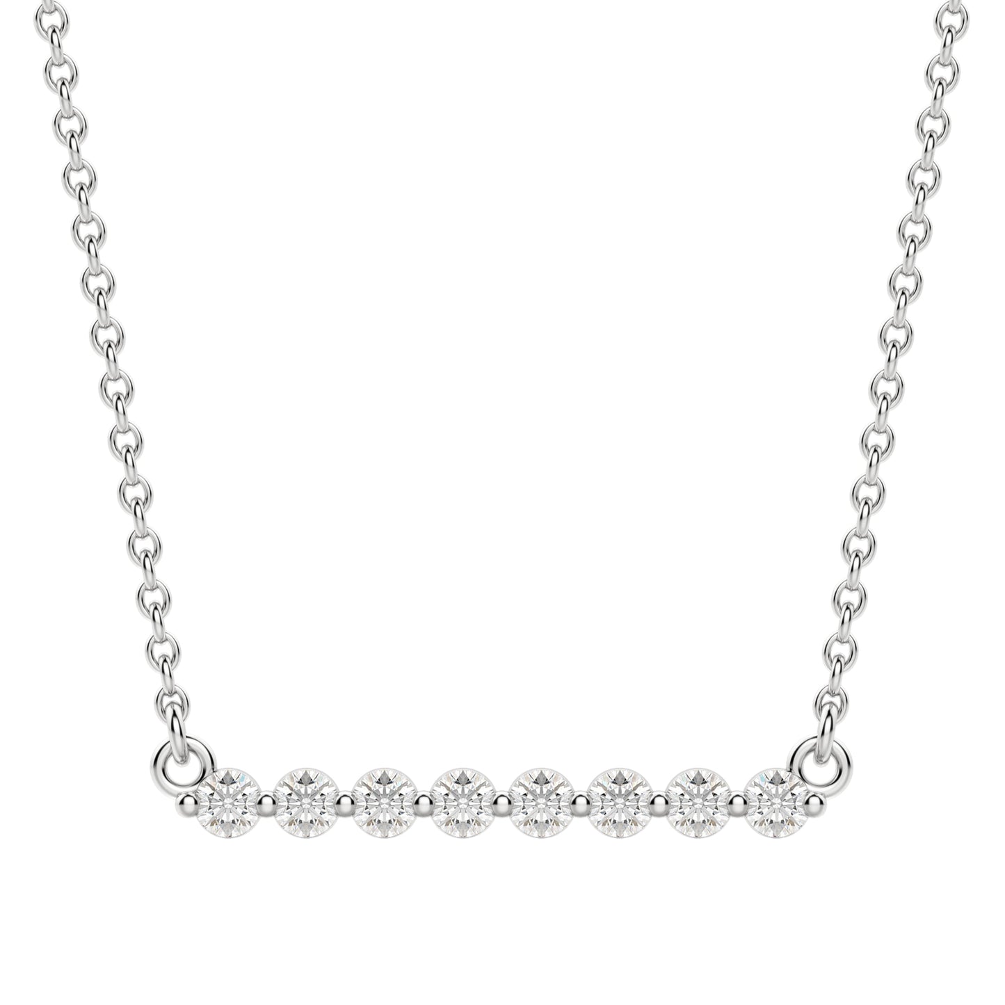 0.24 CT Round Moissanite Diamond Bar Style Necklace