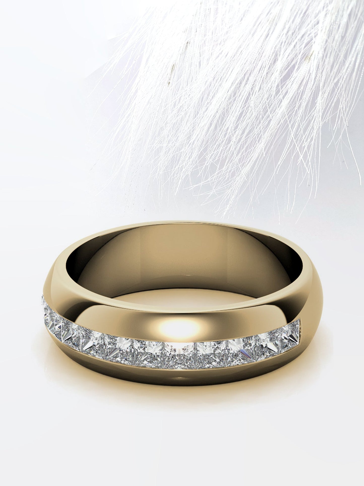 Princess Cut Channel Moissanite Men's Diamond Wedding Band