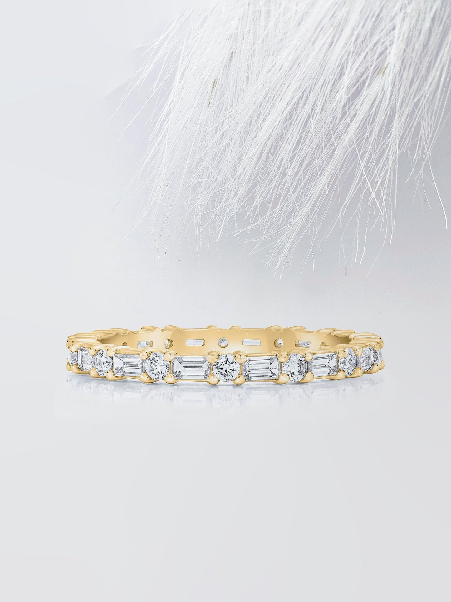 Round & Baguette Cut Eternity Diamond Wedding Band For Women