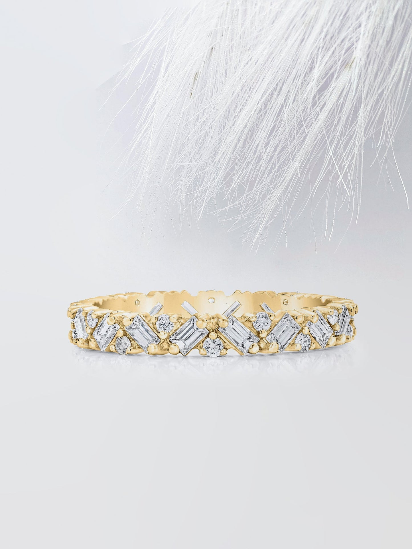 Round & Emerald Cut Cluster Diamond Wedding Band For Women